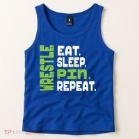 Eat Sleep Wrestle Repeat Wrestling Warm Up Gift Tank Top thumb 2