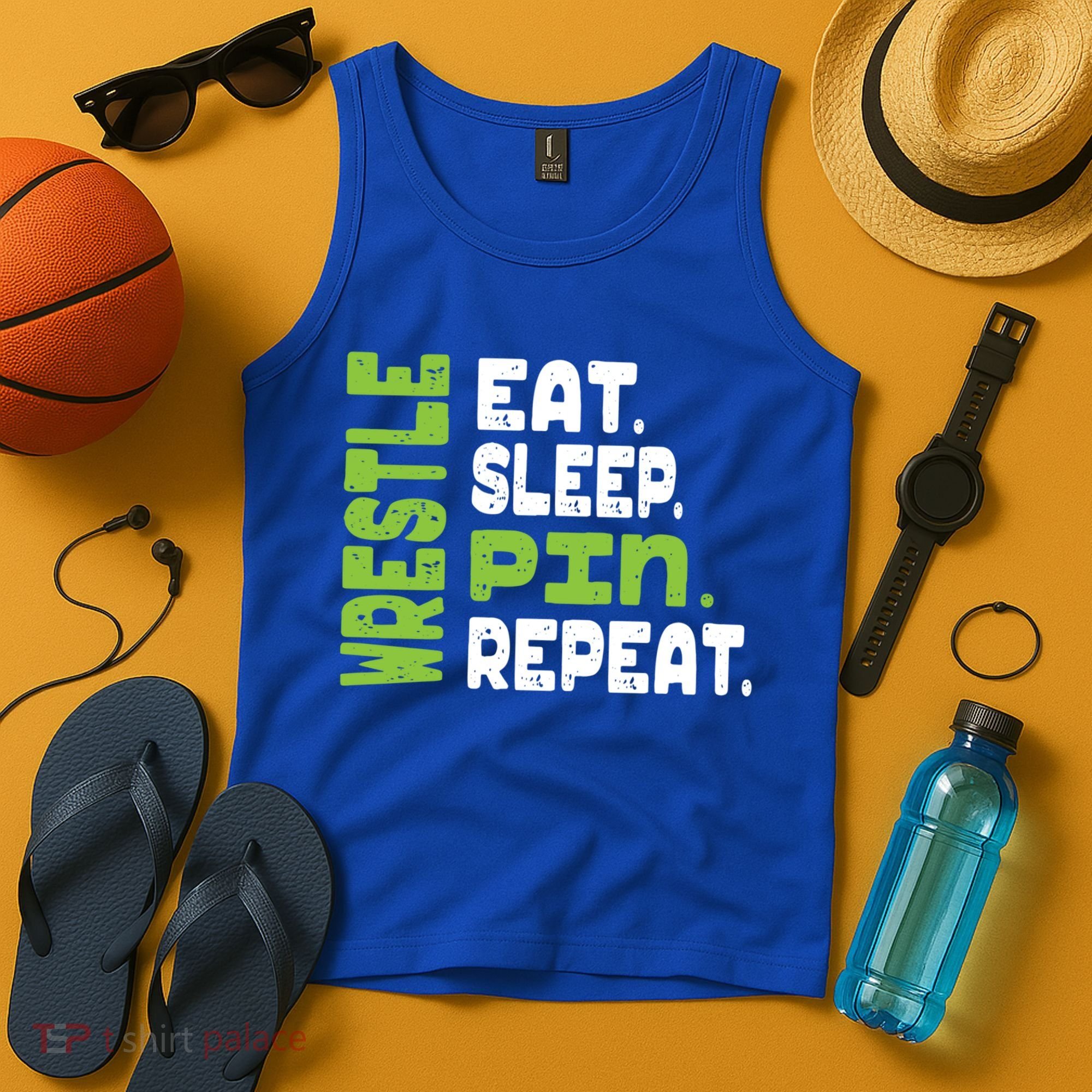 Eat Sleep Wrestle Repeat Wrestling Warm Up Gift Tank Top