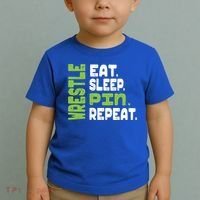 Eat Sleep Wrestle Repeat Wrestling Warm Up Gift Toddler T-Shirt thumb 2