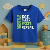 Eat Sleep Wrestle Repeat Wrestling Warm Up Gift Toddler T-Shirt thumb 3
