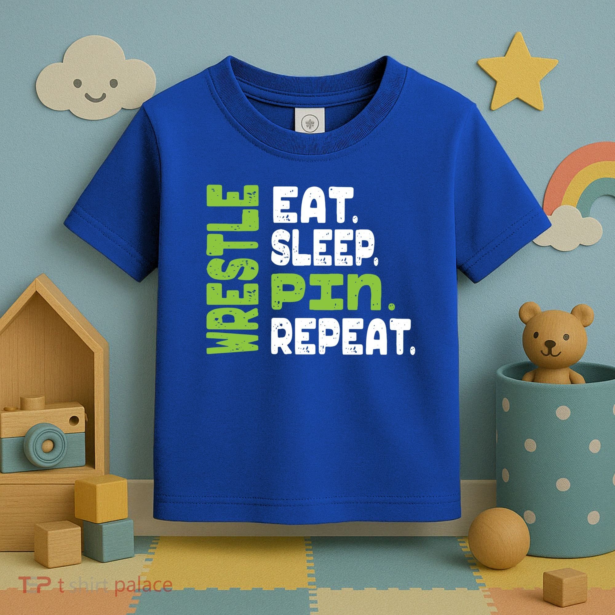 Eat Sleep Wrestle Repeat Wrestling Warm Up Gift Toddler T-Shirt