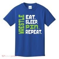 Eat Sleep Wrestle Repeat Wrestling Warm Up Gift Kids T-Shirt thumb 0