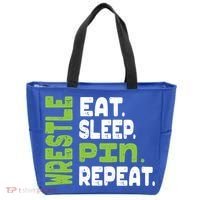 Eat Sleep Wrestle Repeat Wrestling Warm Up Gift Tote Bag thumb 0