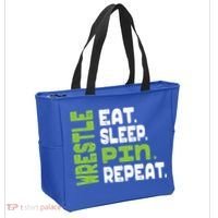 Eat Sleep Wrestle Repeat Wrestling Warm Up Gift Tote Bag thumb 2