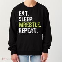 Eat Sleep Wrestle Repeat Wrestling Wrestler Funny Women's Sweatshirt thumb 0