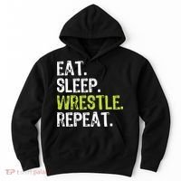 Eat Sleep Wrestle Repeat Wrestling Wrestler Funny Hoodie thumb 0