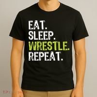 Eat Sleep Wrestle Repeat Wrestling Wrestler Funny T-Shirt thumb 3