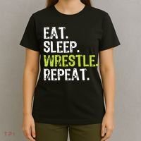Eat Sleep Wrestle Repeat Wrestling Wrestler Funny T-Shirt thumb 4