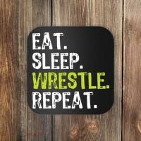Eat Sleep Wrestle Repeat Wrestling Wrestler Funny Coaster thumb 0
