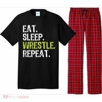 Eat Sleep Wrestle Repeat Wrestling Wrestler Funny Pajama Set thumb 0