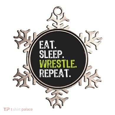 Eat Sleep Wrestle Repeat Wrestling Wrestler Funny Ornament