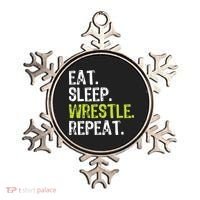 Eat Sleep Wrestle Repeat Wrestling Wrestler Funny Ornament thumb 0