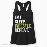 Eat Sleep Wrestle Repeat Wrestling Wrestler Funny Women's Tank Top thumb 0