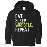 Eat Sleep Wrestle Repeat Wrestling Wrestler Funny Toddler Hoodie thumb 0
