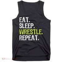 Eat Sleep Wrestle Repeat Wrestling Wrestler Funny Tank Top thumb 0