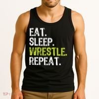 Eat Sleep Wrestle Repeat Wrestling Wrestler Funny Tank Top thumb 3