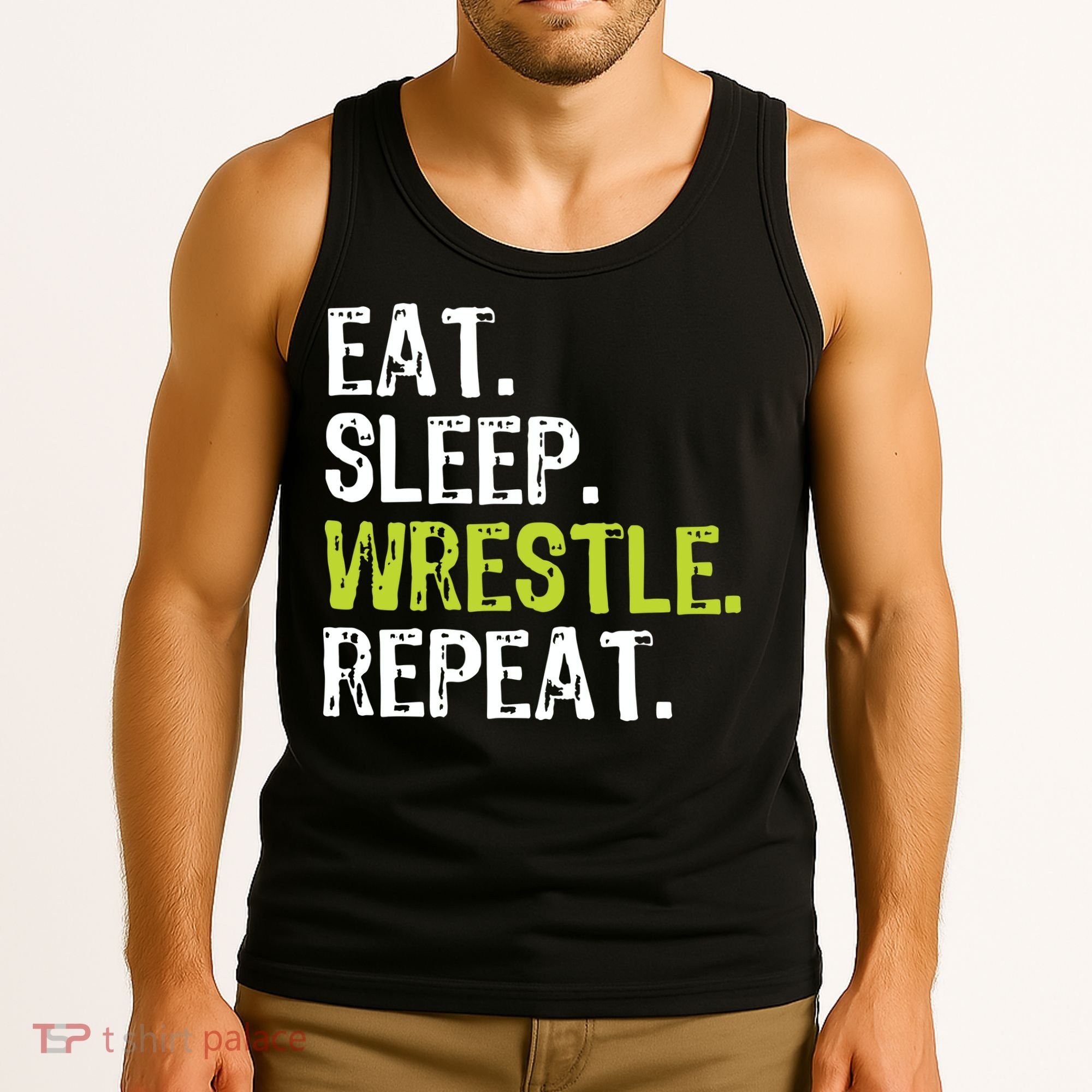 Eat Sleep Wrestle Repeat Wrestling Wrestler Funny Tank Top