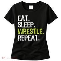Eat Sleep Wrestle Repeat Wrestling Wrestler Funny Women's T-Shirt thumb 0