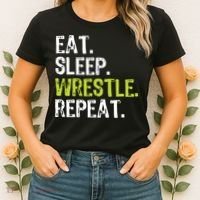 Eat Sleep Wrestle Repeat Wrestling Wrestler Funny Women's T-Shirt thumb 2