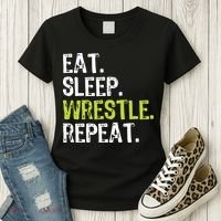 Eat Sleep Wrestle Repeat Wrestling Wrestler Funny Women's T-Shirt thumb 3
