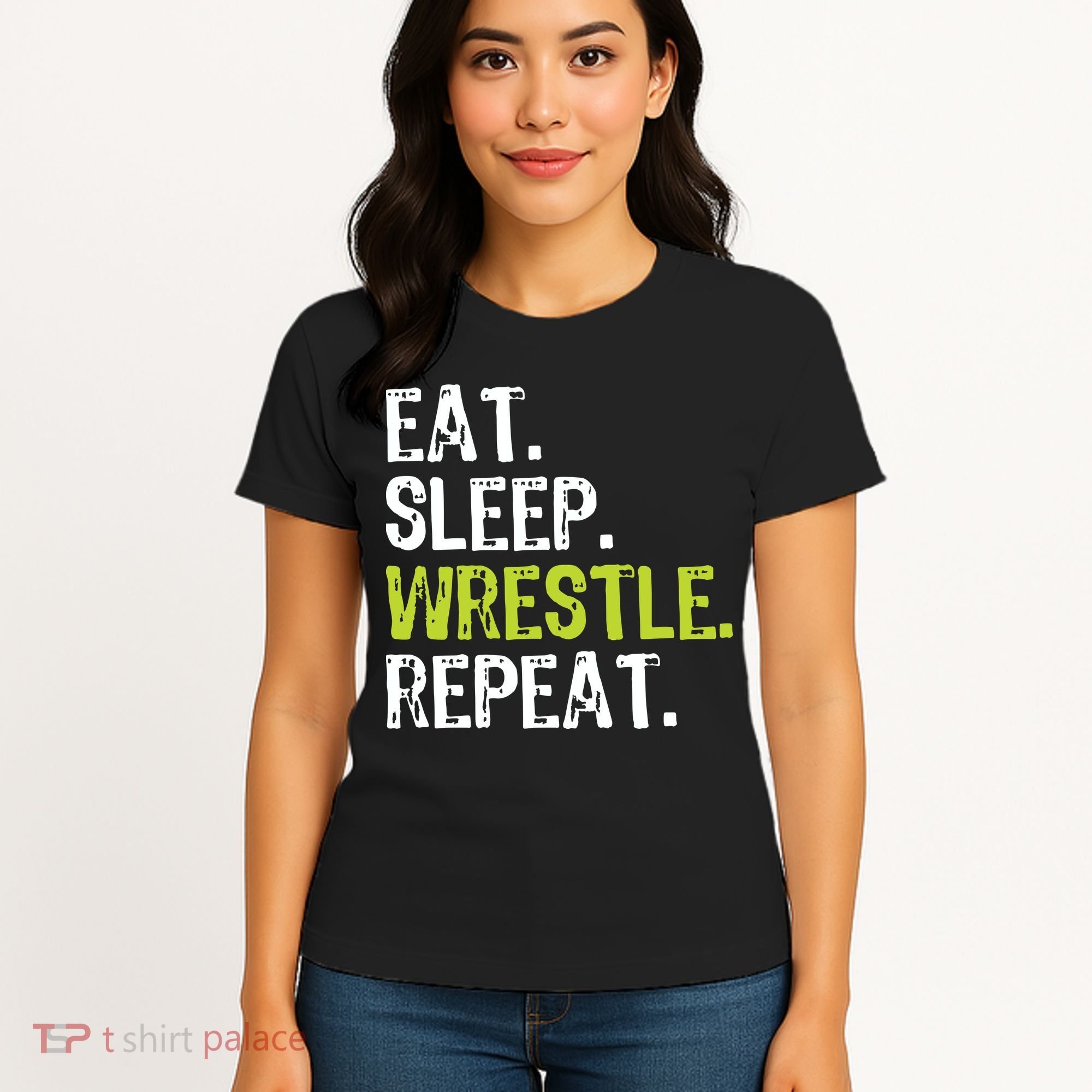 Eat Sleep Wrestle Repeat Wrestling Wrestler Funny Women's T-Shirt