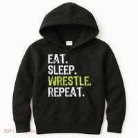 Eat Sleep Wrestle Repeat Wrestling Wrestler Funny Kids Hoodie thumb 0
