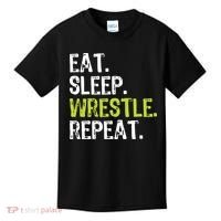 Eat Sleep Wrestle Repeat Wrestling Wrestler Funny Kids T-Shirt thumb 0