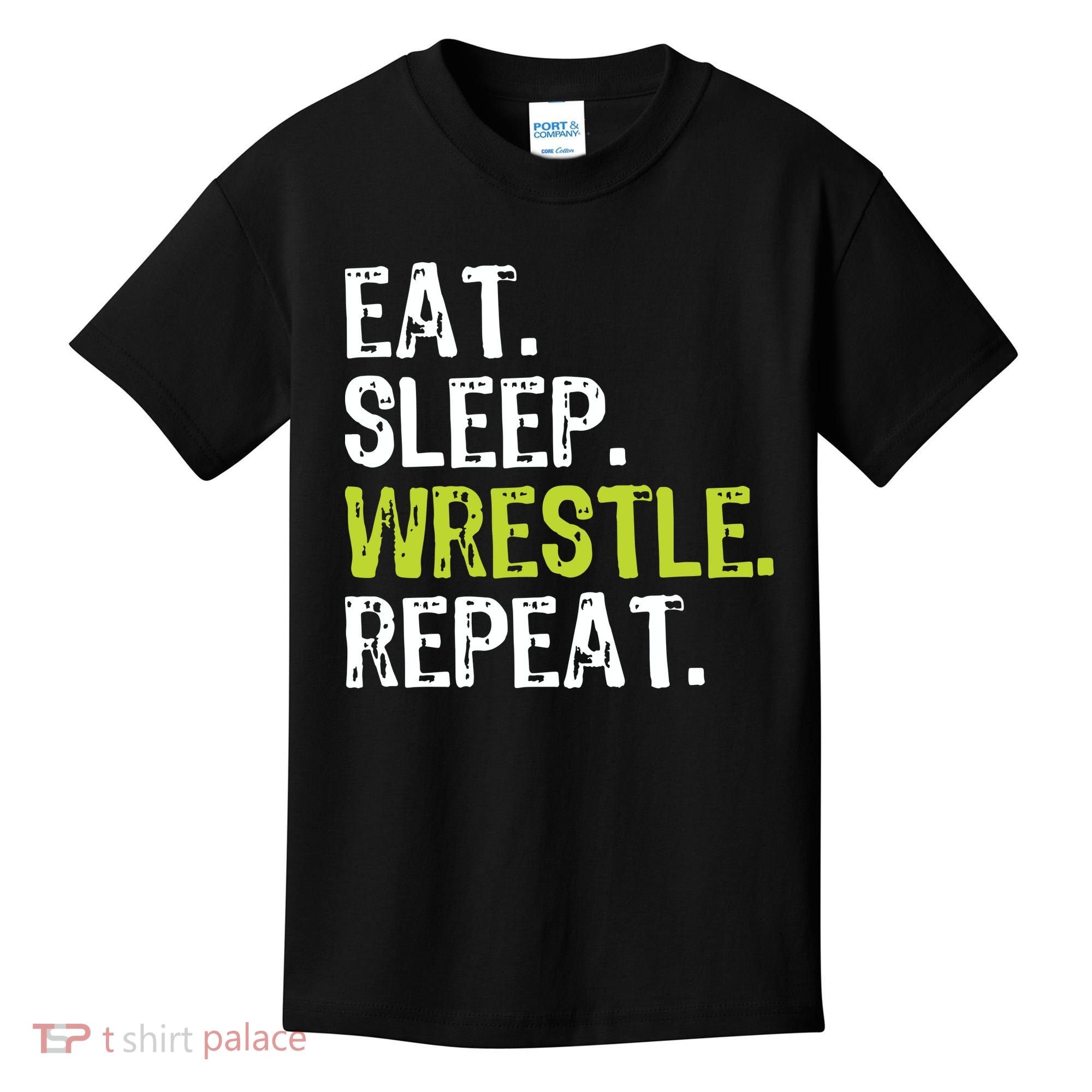 Eat Sleep Wrestle Repeat Wrestling Wrestler Funny Kids T-Shirt