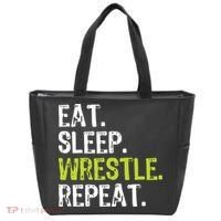 Eat Sleep Wrestle Repeat Wrestling Wrestler Funny Tote Bag thumb 0