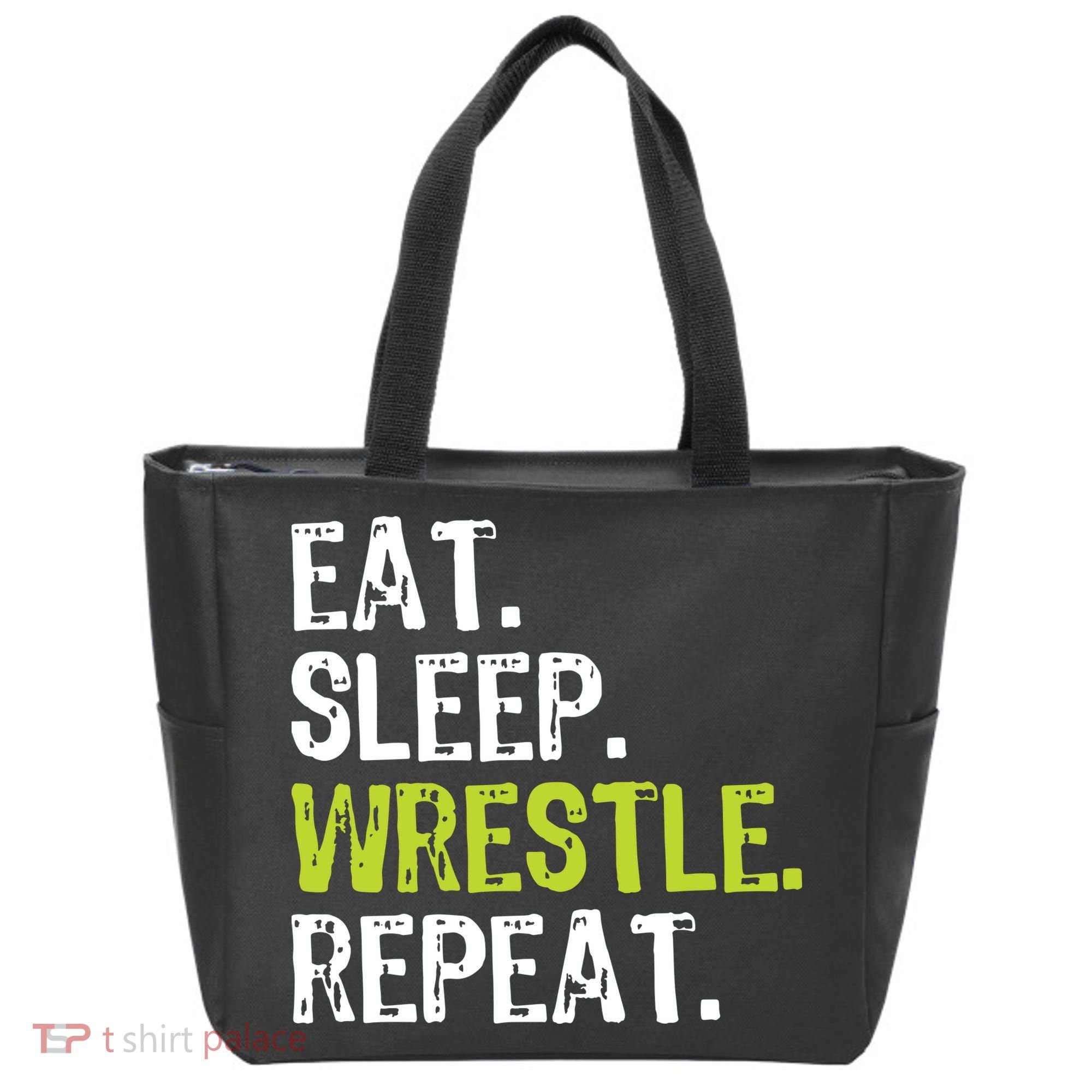 Eat Sleep Wrestle Repeat Wrestling Wrestler Funny Tote Bag