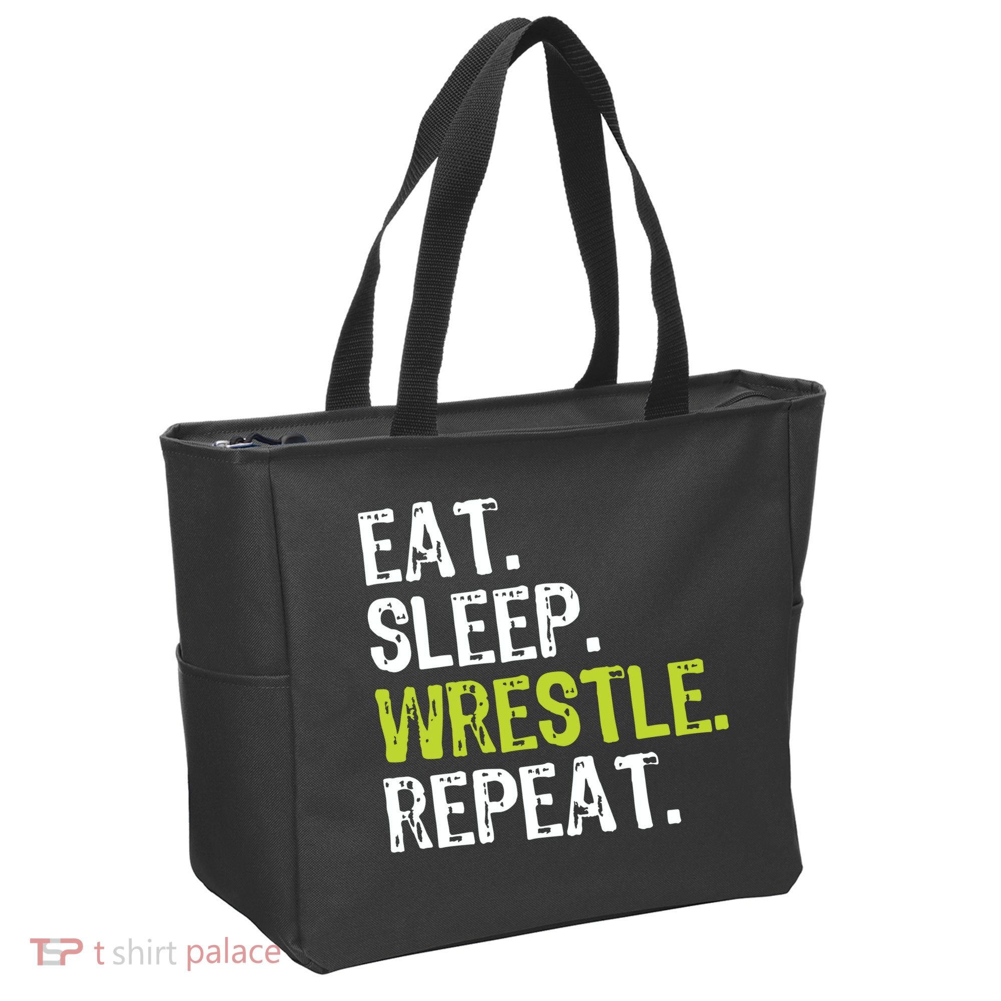 Eat Sleep Wrestle Repeat Wrestling Wrestler Funny Tote Bag