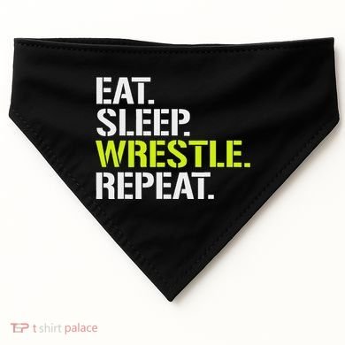 Eat Sleep Wrestle Repeat Cool Wrestling USA-Made Doggie Bandana