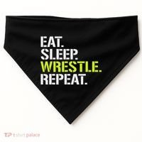 Eat Sleep Wrestle Repeat Cool Wrestling USA-Made Doggie Bandana thumb 0