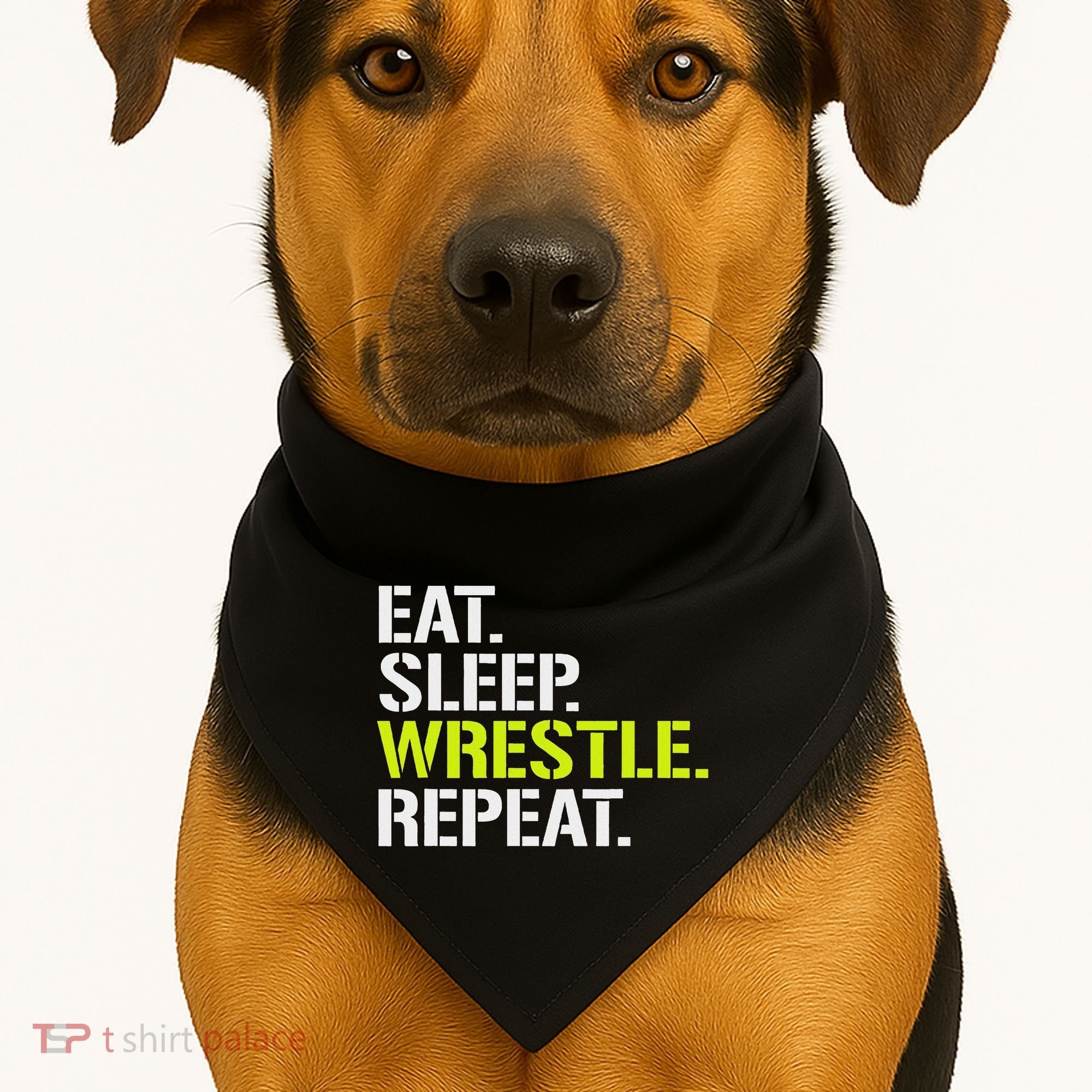 Eat Sleep Wrestle Repeat Cool Wrestling USA-Made Doggie Bandana
