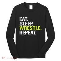 Eat Sleep Wrestle Repeat Cool Wrestling Long Sleeve Shirt thumb 0
