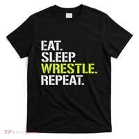Eat Sleep Wrestle Repeat Cool Wrestling T-Shirt thumb 0