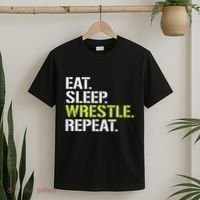 Eat Sleep Wrestle Repeat Cool Wrestling T-Shirt thumb 2