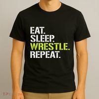 Eat Sleep Wrestle Repeat Cool Wrestling T-Shirt thumb 3