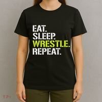 Eat Sleep Wrestle Repeat Cool Wrestling T-Shirt thumb 4