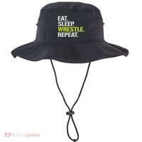 Eat Sleep Wrestle Repeat Cool Wrestling Bucket Hat thumb 0