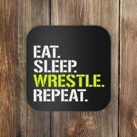Eat Sleep Wrestle Repeat Cool Wrestling Coaster thumb 0