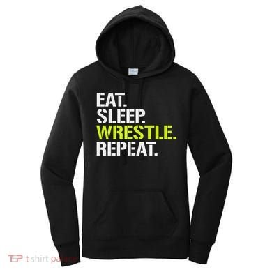 Eat Sleep Wrestle Repeat Cool Wrestling Women's Hoodie