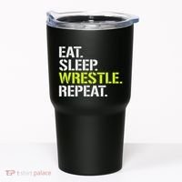 Eat Sleep Wrestle Repeat Cool Wrestling Tumbler thumb 0