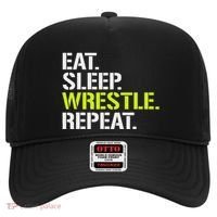 Eat Sleep Wrestle Repeat Cool Wrestling Hat thumb 0