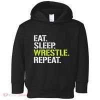Eat Sleep Wrestle Repeat Cool Wrestling Toddler Hoodie thumb 0