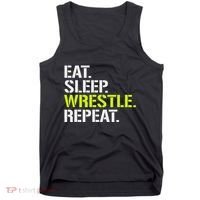 Eat Sleep Wrestle Repeat Cool Wrestling Tank Top thumb 0