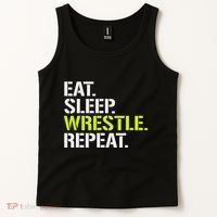 Eat Sleep Wrestle Repeat Cool Wrestling Tank Top thumb 2