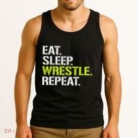 Eat Sleep Wrestle Repeat Cool Wrestling Tank Top thumb 3