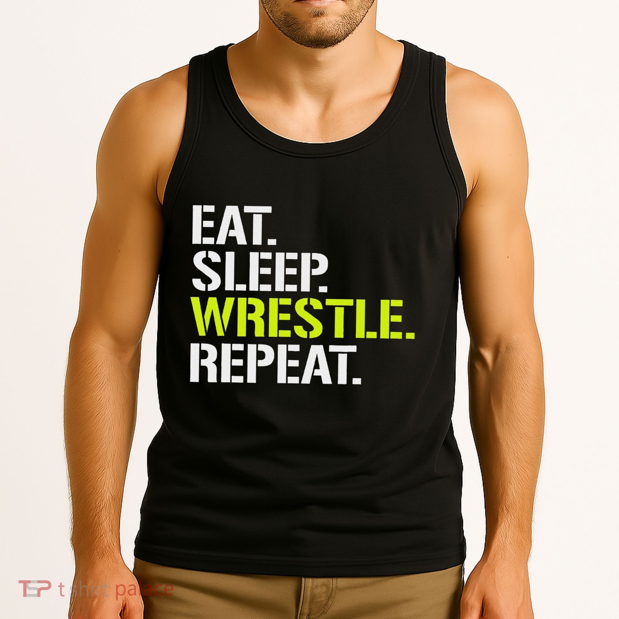 Eat Sleep Wrestle Repeat Cool Wrestling Tank Top