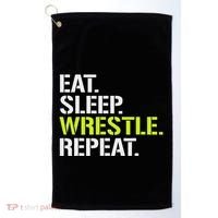 Eat Sleep Wrestle Repeat Cool Wrestling Golf Towel thumb 0